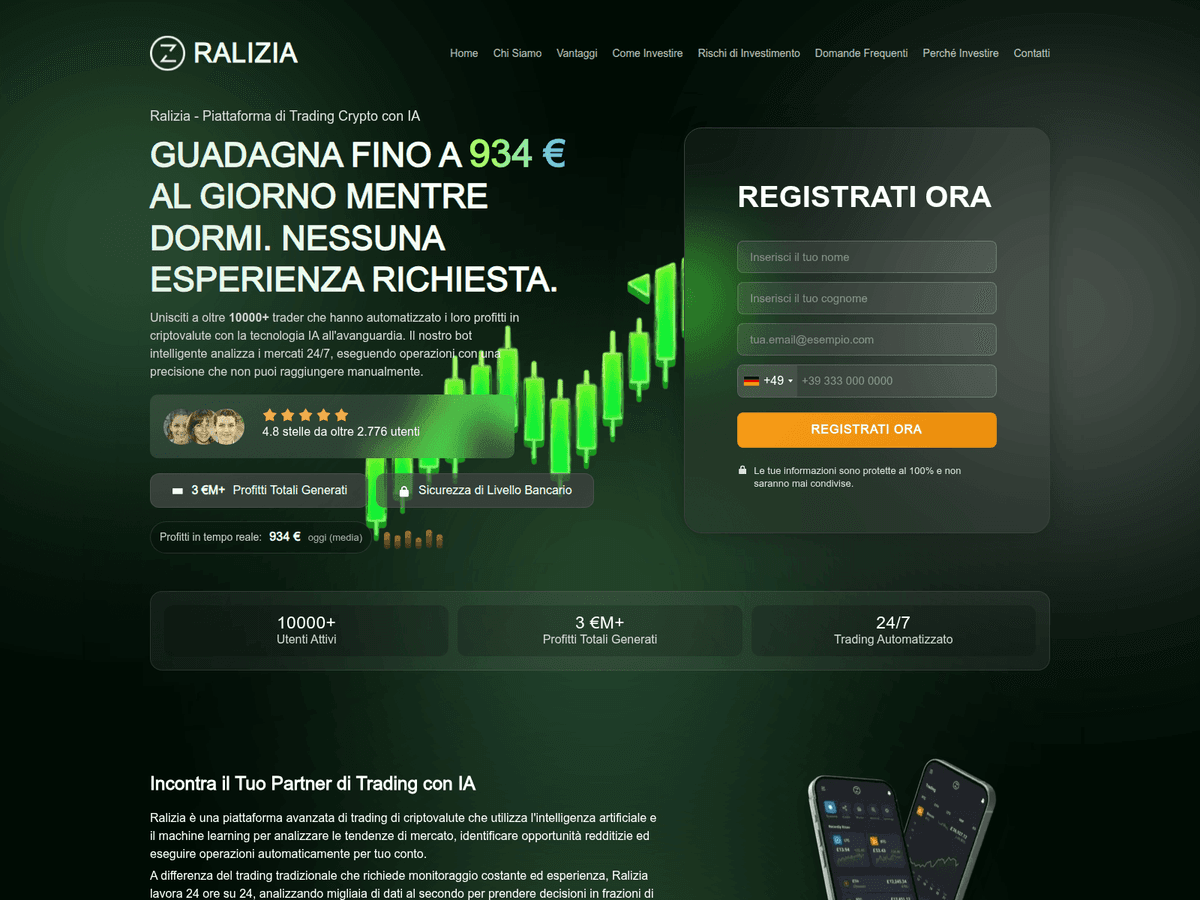 Screenshot der Webseite Raliziatrade (raliziatrade.com)