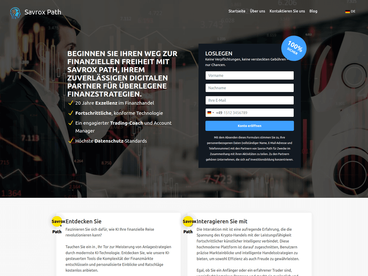 Screenshot der Webseite Savrox Path (savrox-path.com)