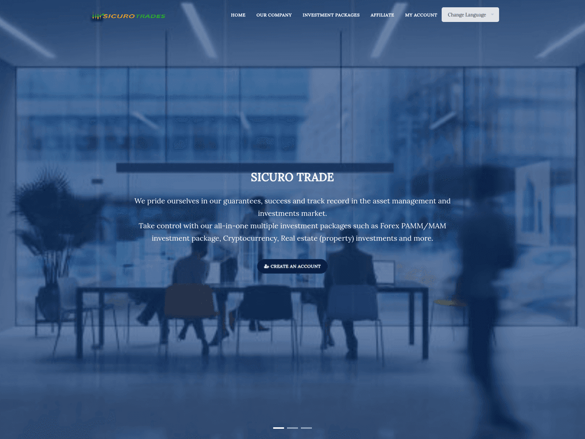 Screenshot der Webseite Sicurotrade (sicurotrade.org)