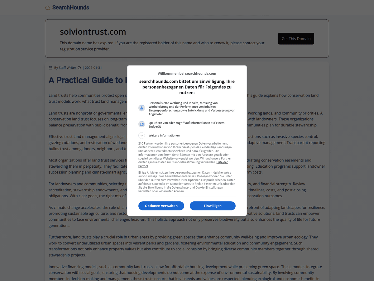 Screenshot der Webseite Solviontrust (solviontrust.com)