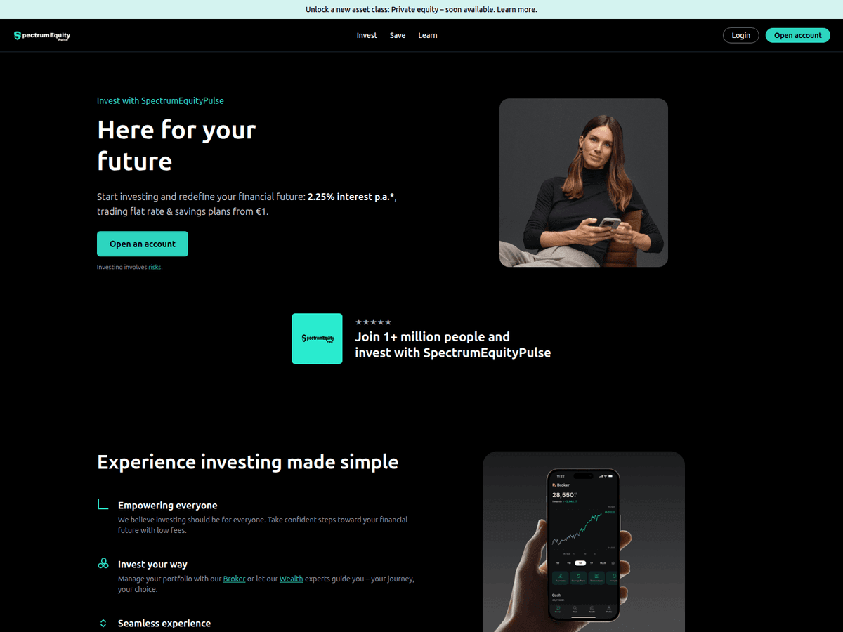 Screenshot der Webseite Spectrumequitypulse (spectrumequitypulse.com)