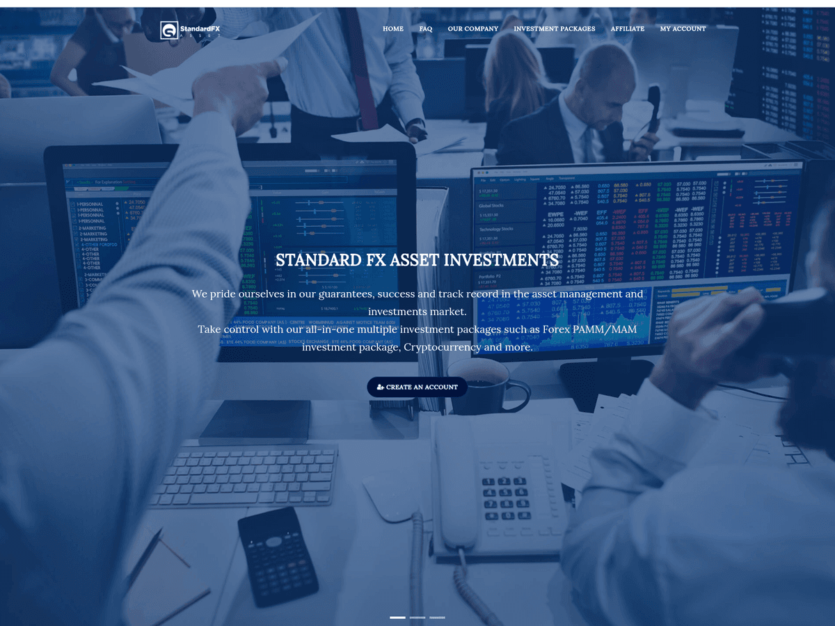 Screenshot der Webseite Standardfxasset (standardfxasset.com)