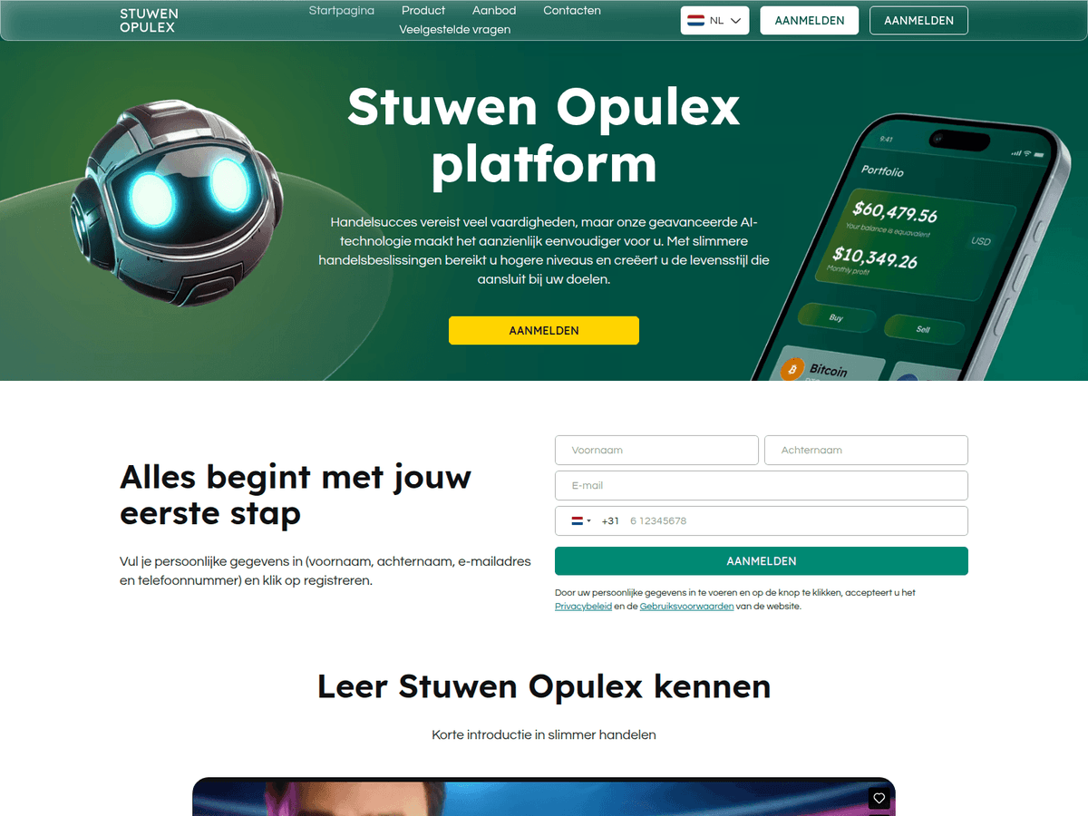 Screenshot der Webseite Stuwen Opulex (stuwen-opulex.com)