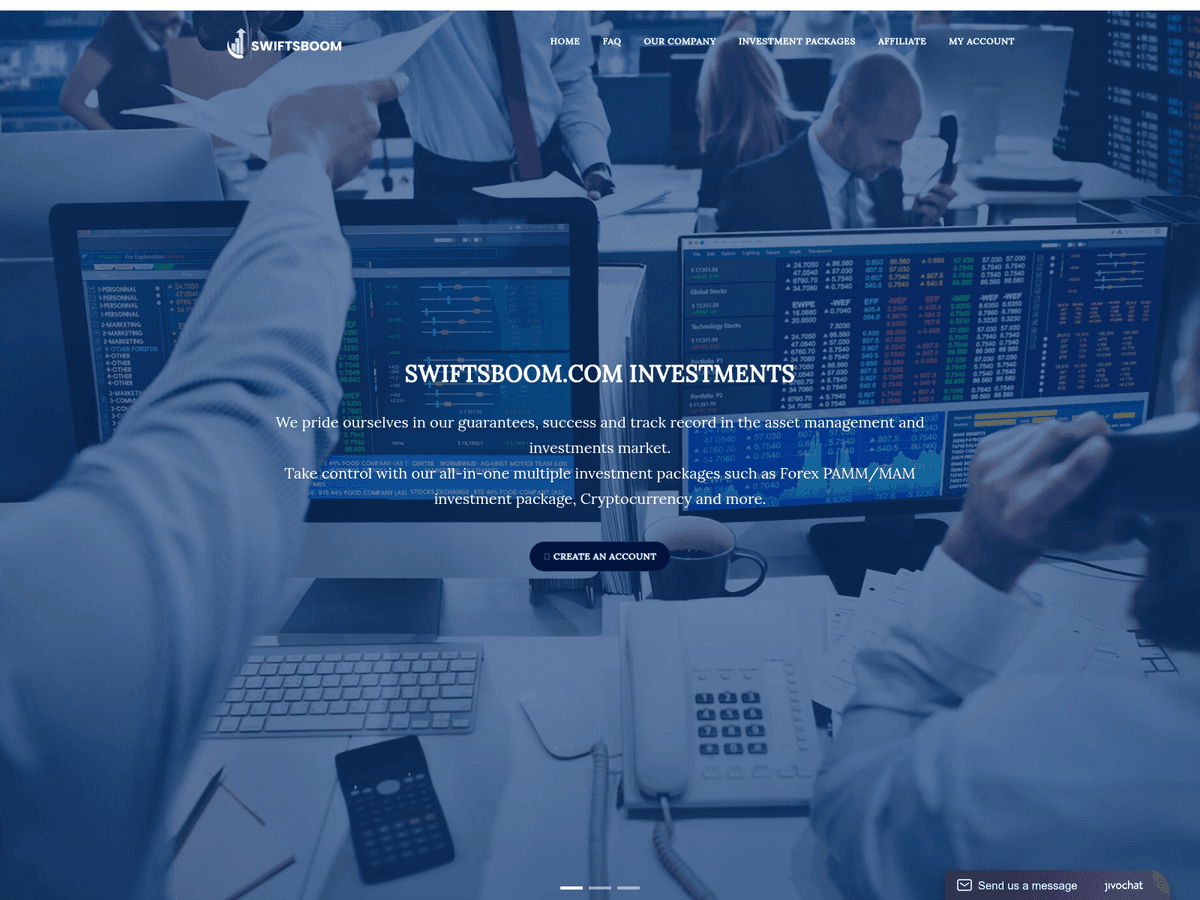 Screenshot der Webseite Swiftsboom (swiftsboom.com)
