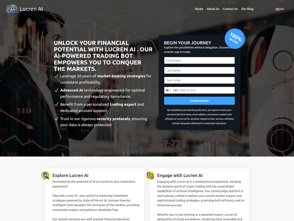 Screenshot der Webseite Thelucren Ai (thelucren-ai.com)