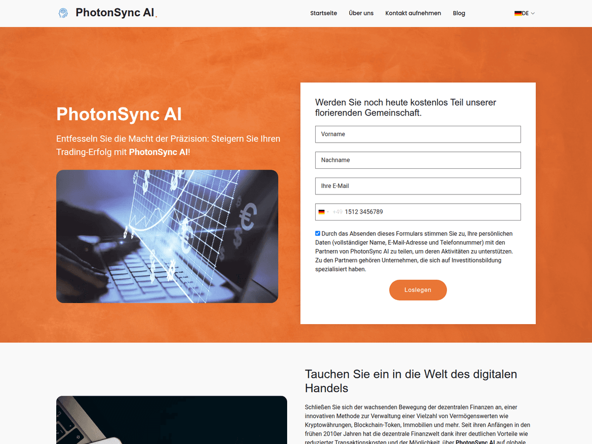 Screenshot der Webseite Thephotonsyncai (thephotonsyncai.com)
