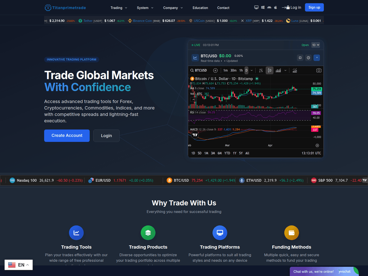 Screenshot der Webseite Nationwideshipment (titanprimetrade.co.nationwideshipment.com)