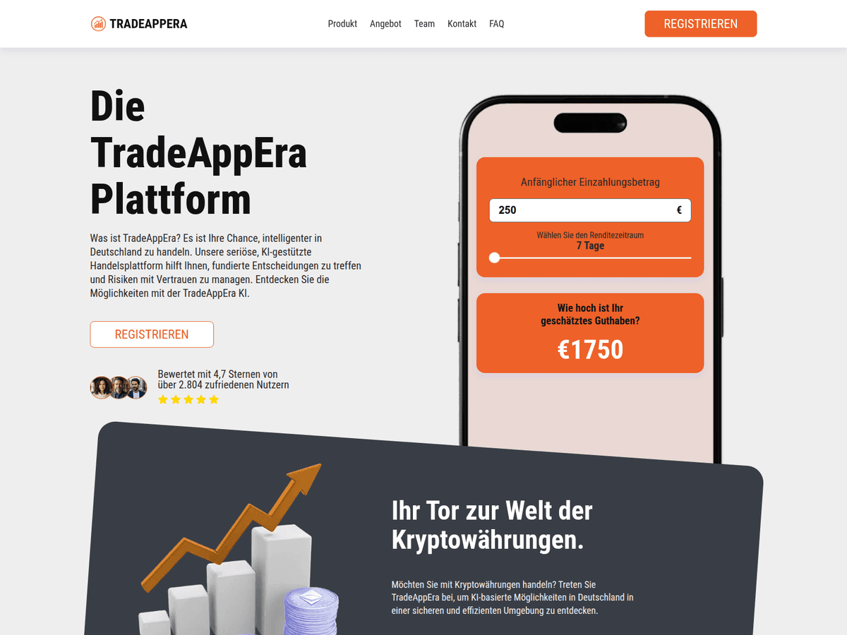 Screenshot der Webseite Tradeappera (tradeappera.com)