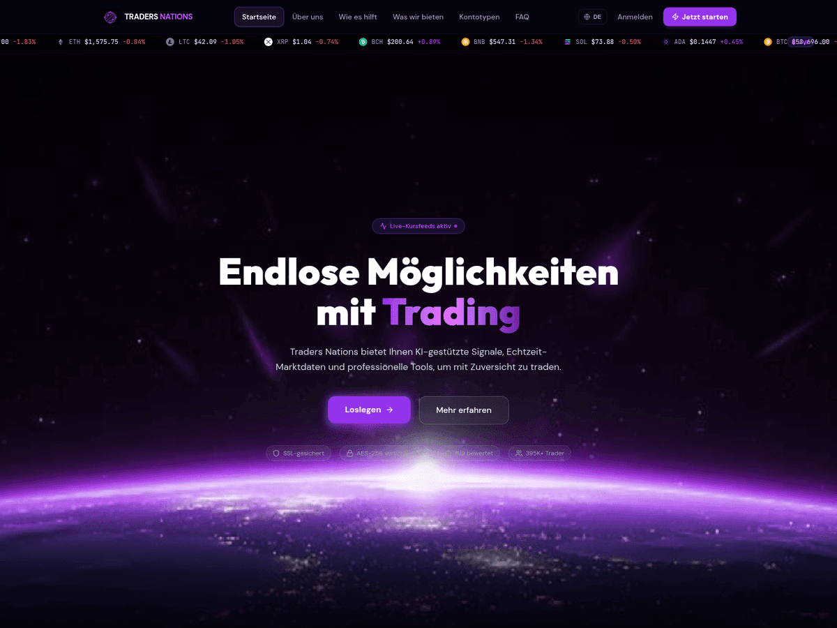Screenshot der Webseite Traders Nations (traders-nations.com)