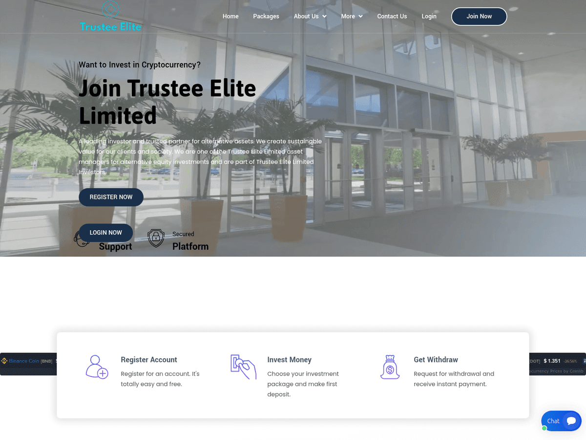 Screenshot der Webseite Trusteeelite (trusteeelite.ltd)