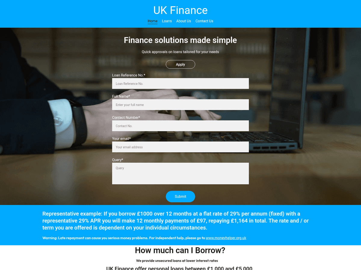Screenshot der Webseite Ukfinance (ukfinance.ltd)