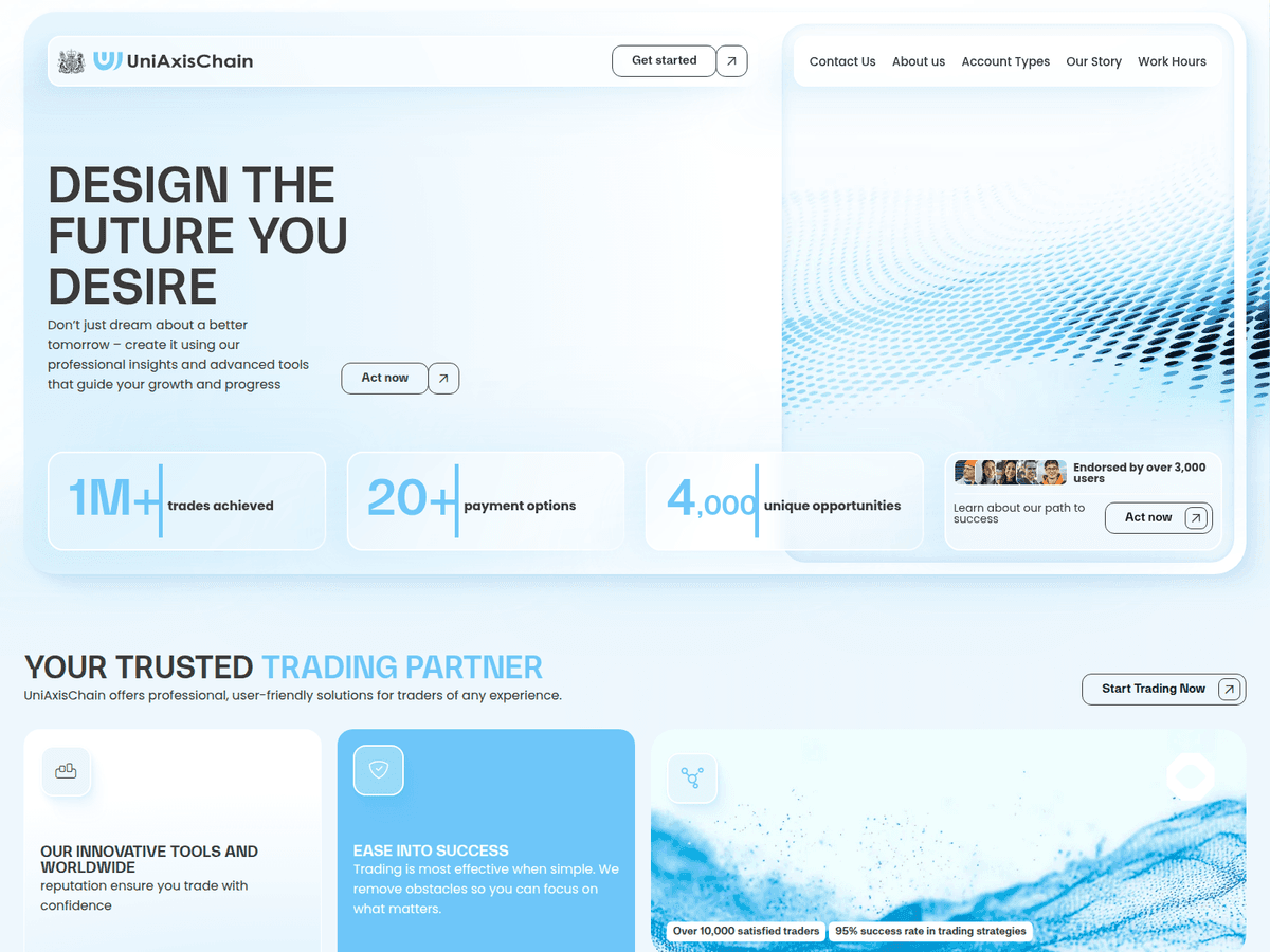 Screenshot der Webseite Uniaxischain (uniaxischain.co)