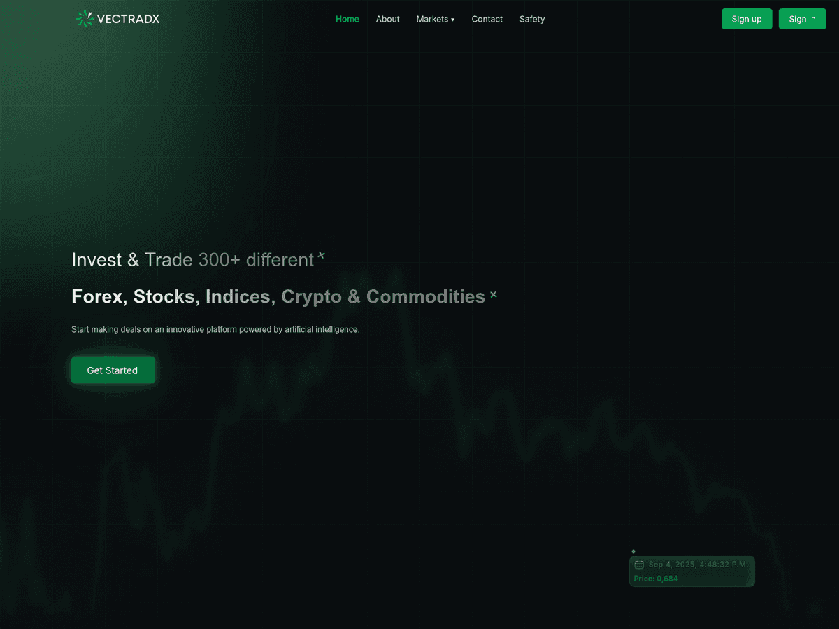 Screenshot der Webseite Vectradx (vectradx.com)