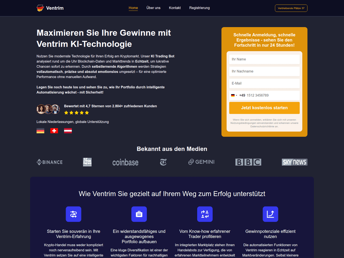 Screenshot der Webseite Ventrimai (ventrimai.de)