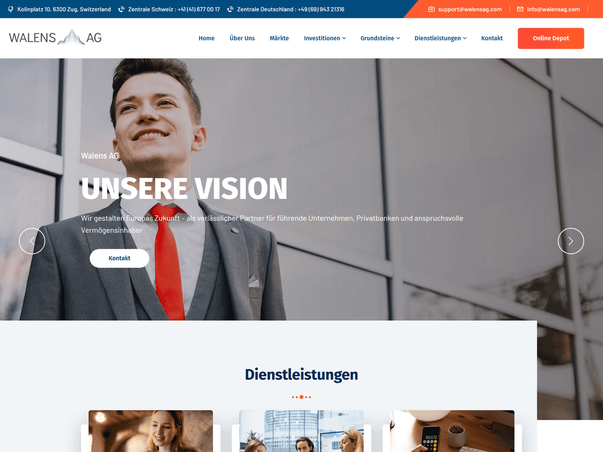 Screenshot der Webseite Walensag (walensag.com)