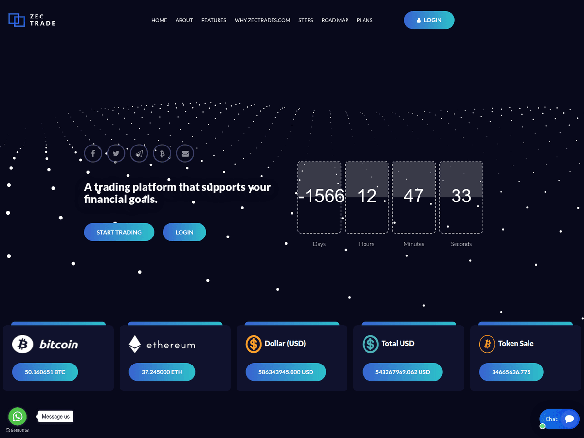 Screenshot der Webseite Zecktrades (zecktrades.online)