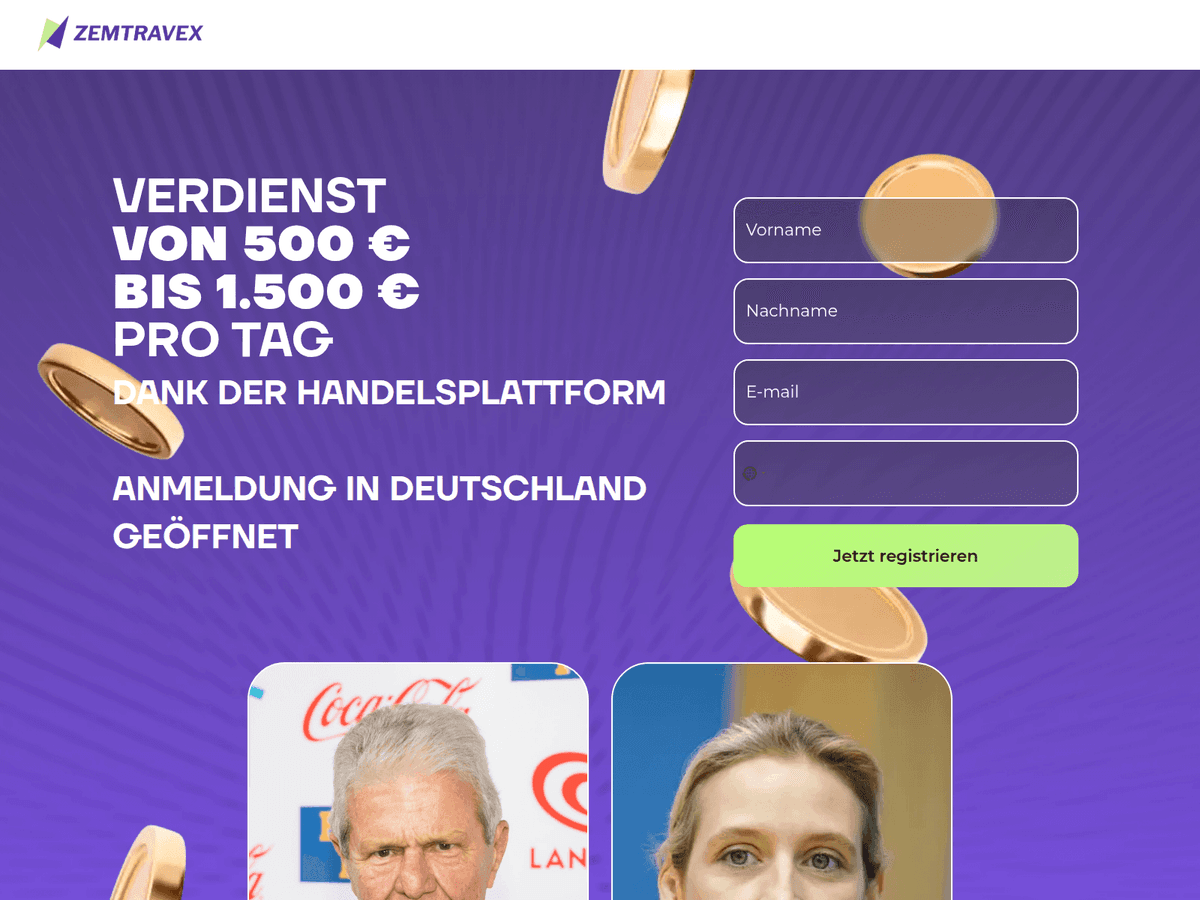 Screenshot der Webseite Zemtravex (zemtravex.com)