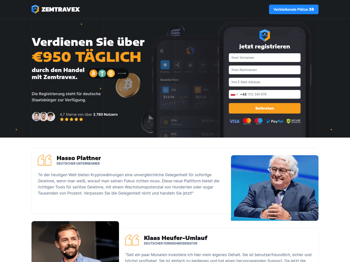 Screenshot der Webseite Zemtravex (zemtravex.net)