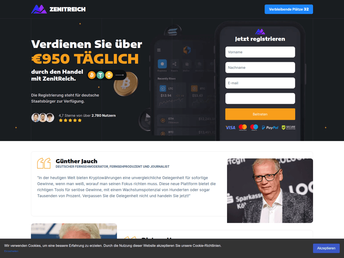 Screenshot der Webseite Zenitreich (zenitreich.com)