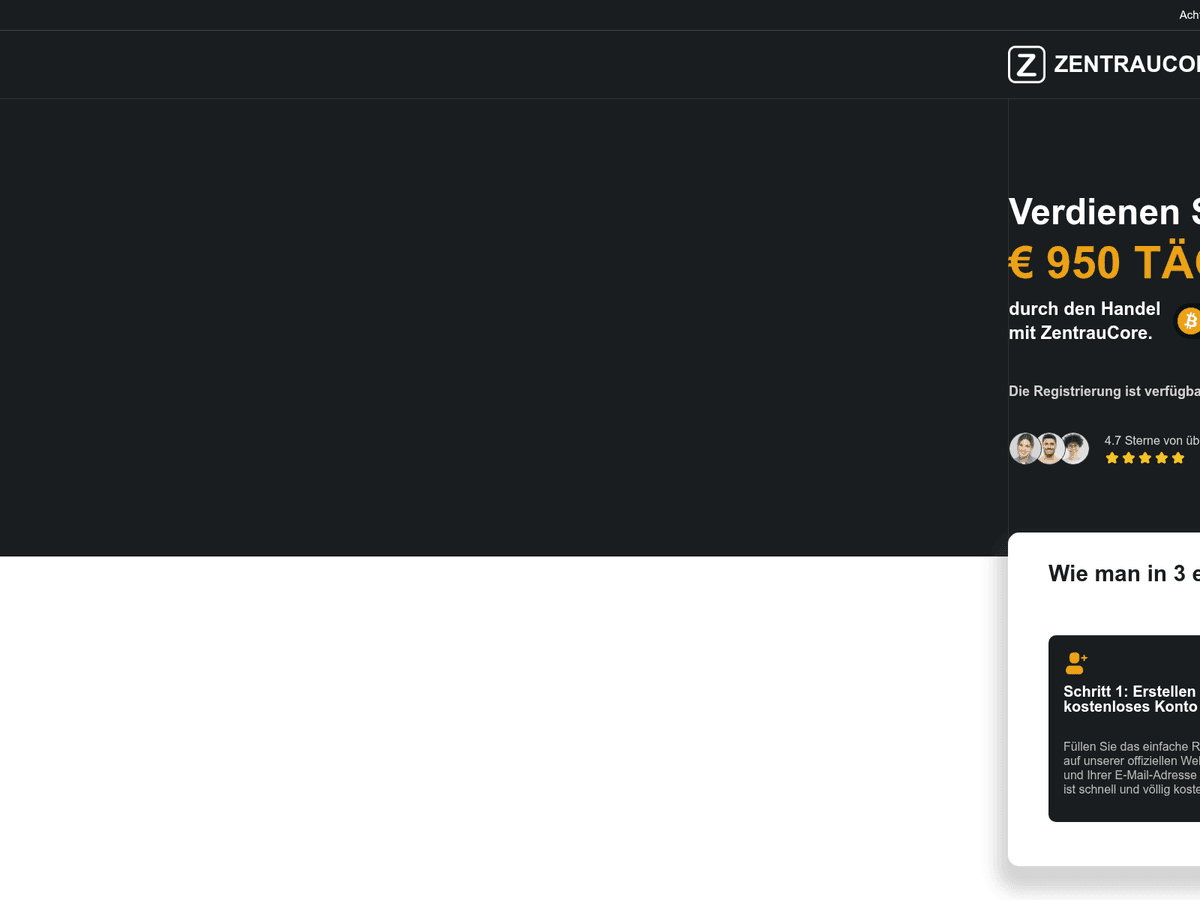 Screenshot der Webseite Zentraucore (zentraucore.com)