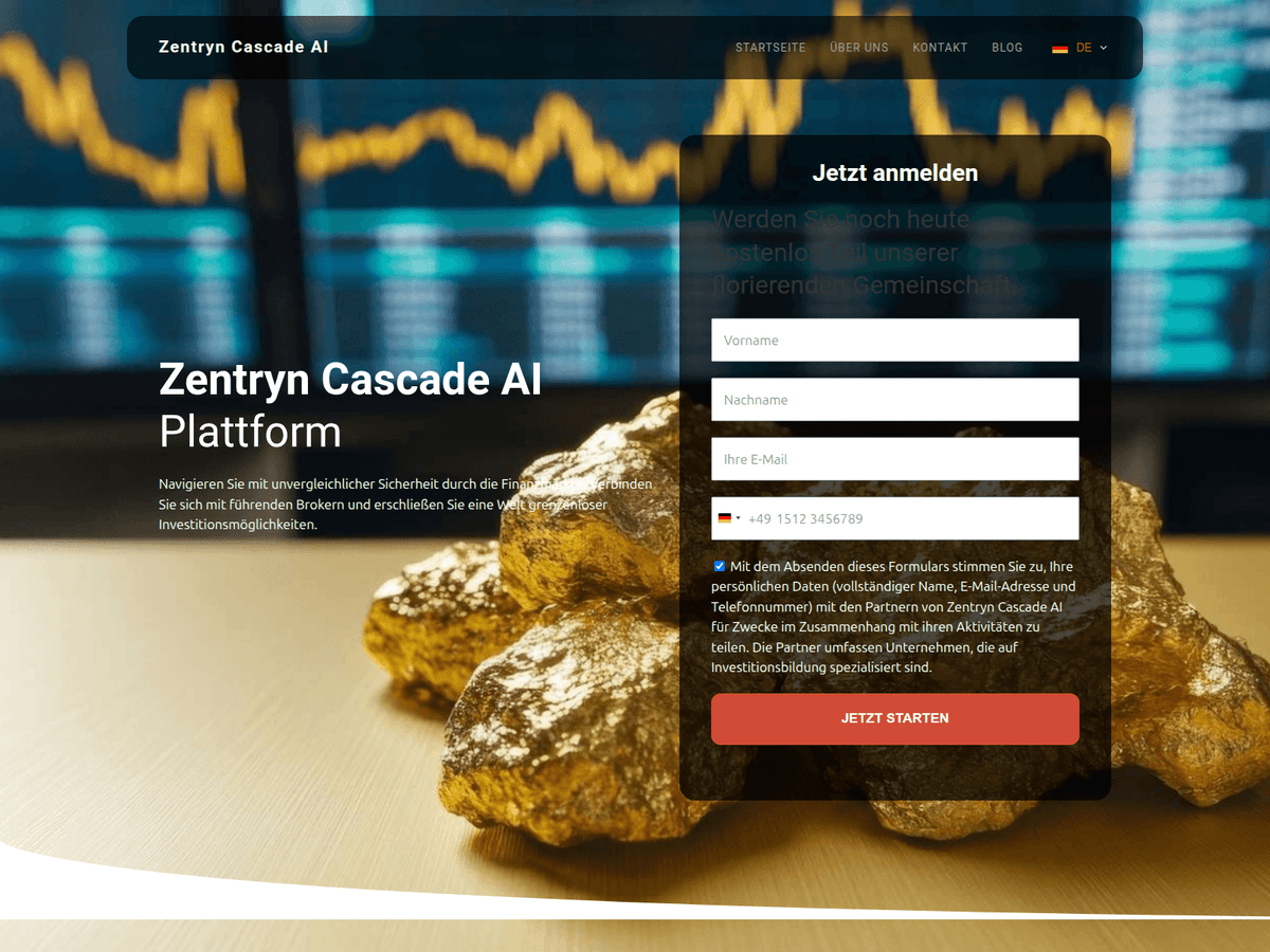 Screenshot der Webseite Zentryncascadeai (zentryncascadeai.com)