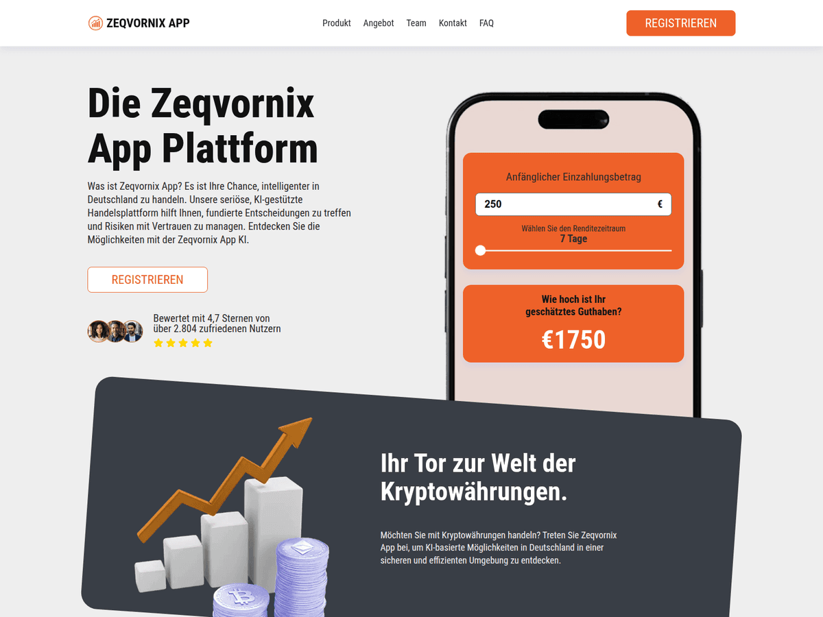 Screenshot der Webseite Zeqvornixapp (zeqvornixapp.de)