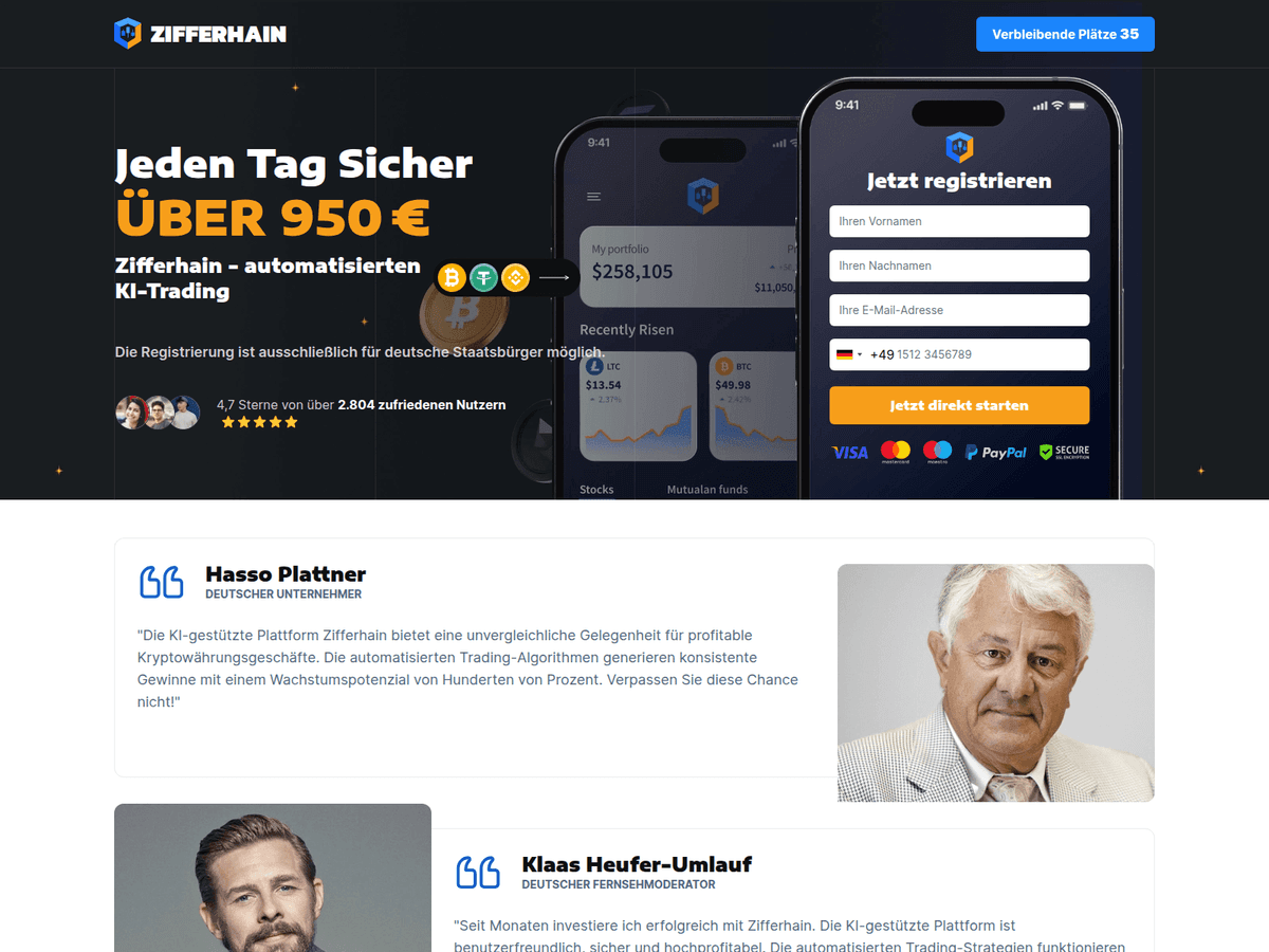 Screenshot der Webseite Zifferhain (zifferhain.xyz)