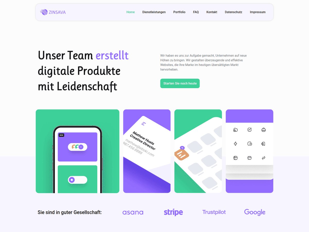 Screenshot der Webseite Zinsava (zinsava.com)