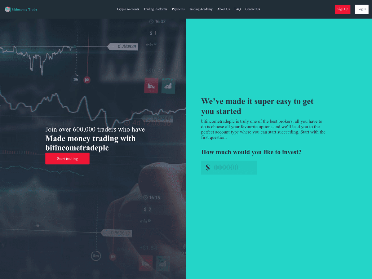 Screenshot der Webseite Unicornassetstrade (bitincometradeplc.com.unicornassetstrade.com)