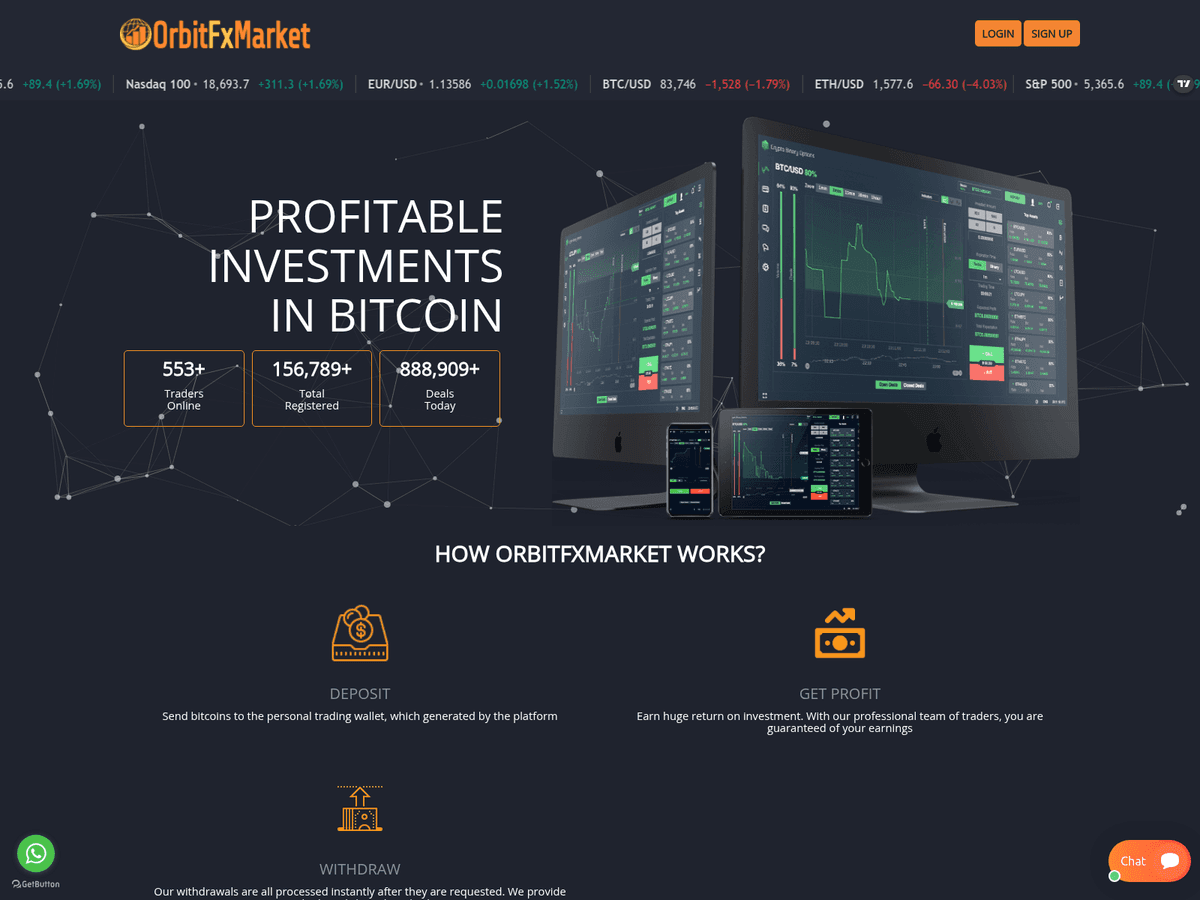 Screenshot der Webseite Orbitfxmarket (orbitfxmarket.com)