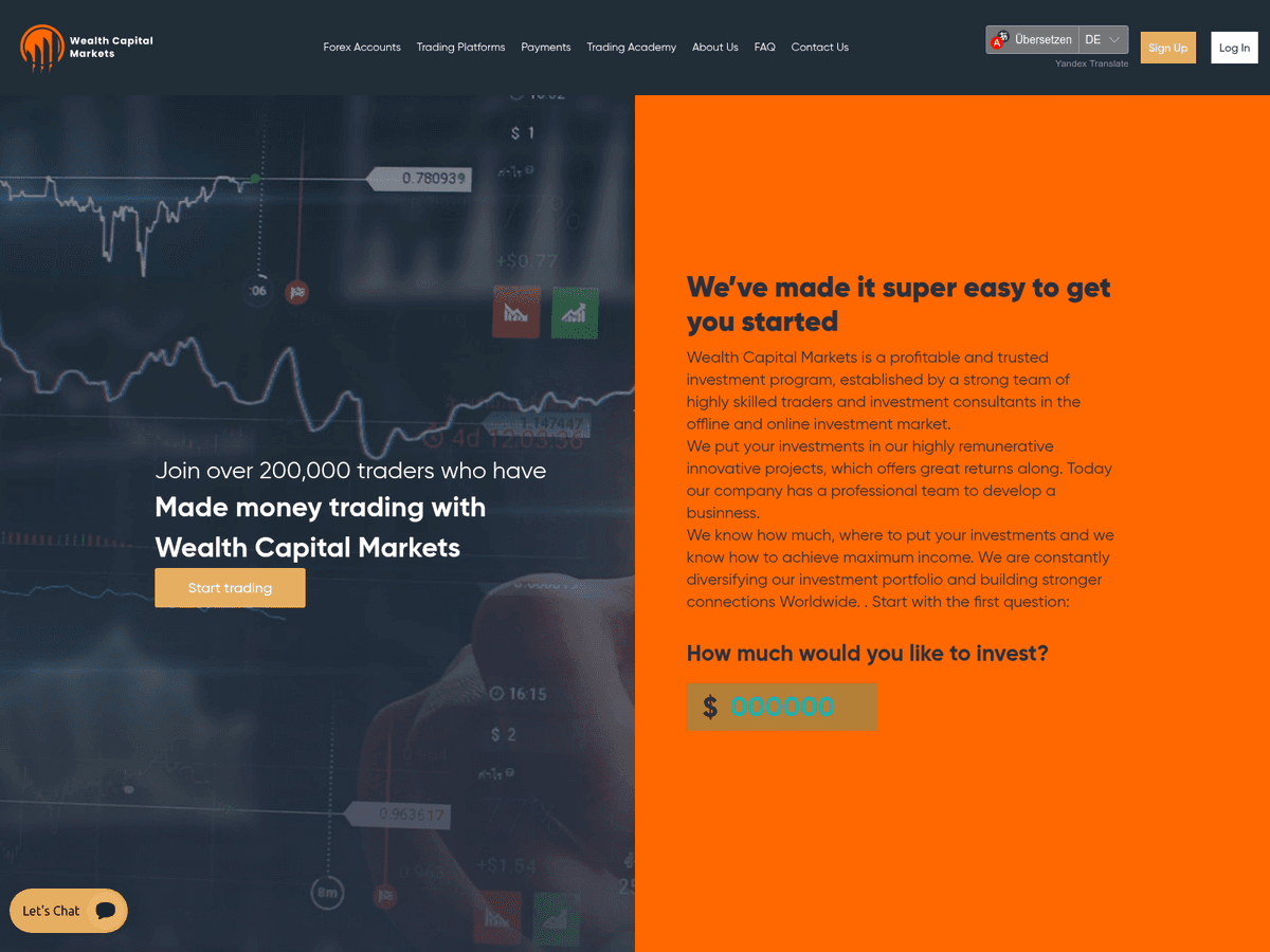 Screenshot der Webseite Wealthcapitalmkts (wealthcapitalmkts.live)