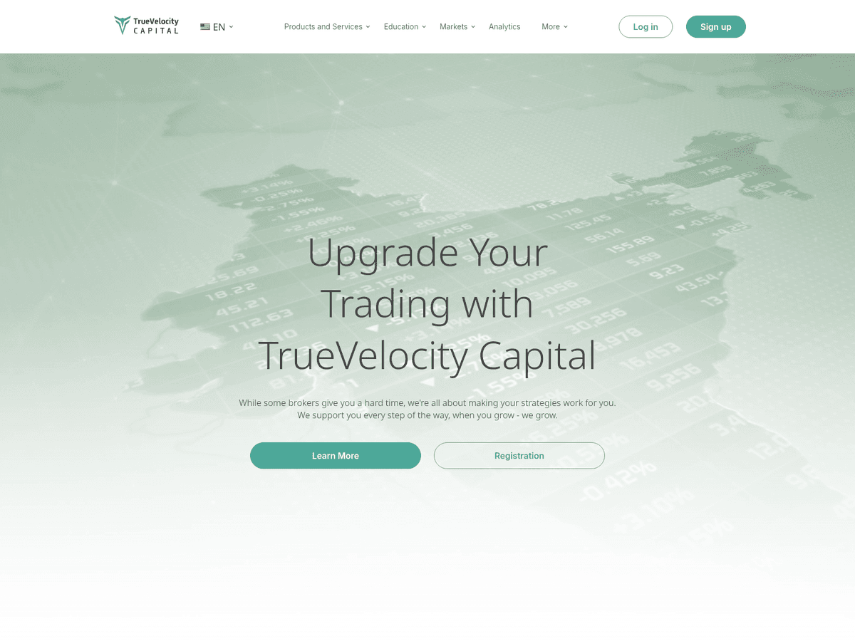 Screenshot der Webseite Truevelocity Capital (truevelocity-capital.com)