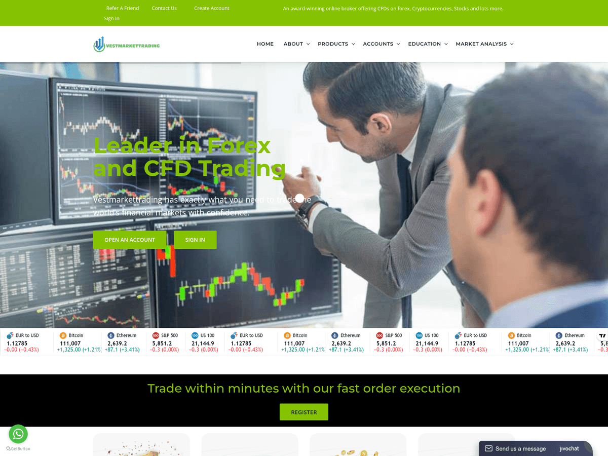 Screenshot der Webseite Vestmarkettrading (vestmarkettrading.com)