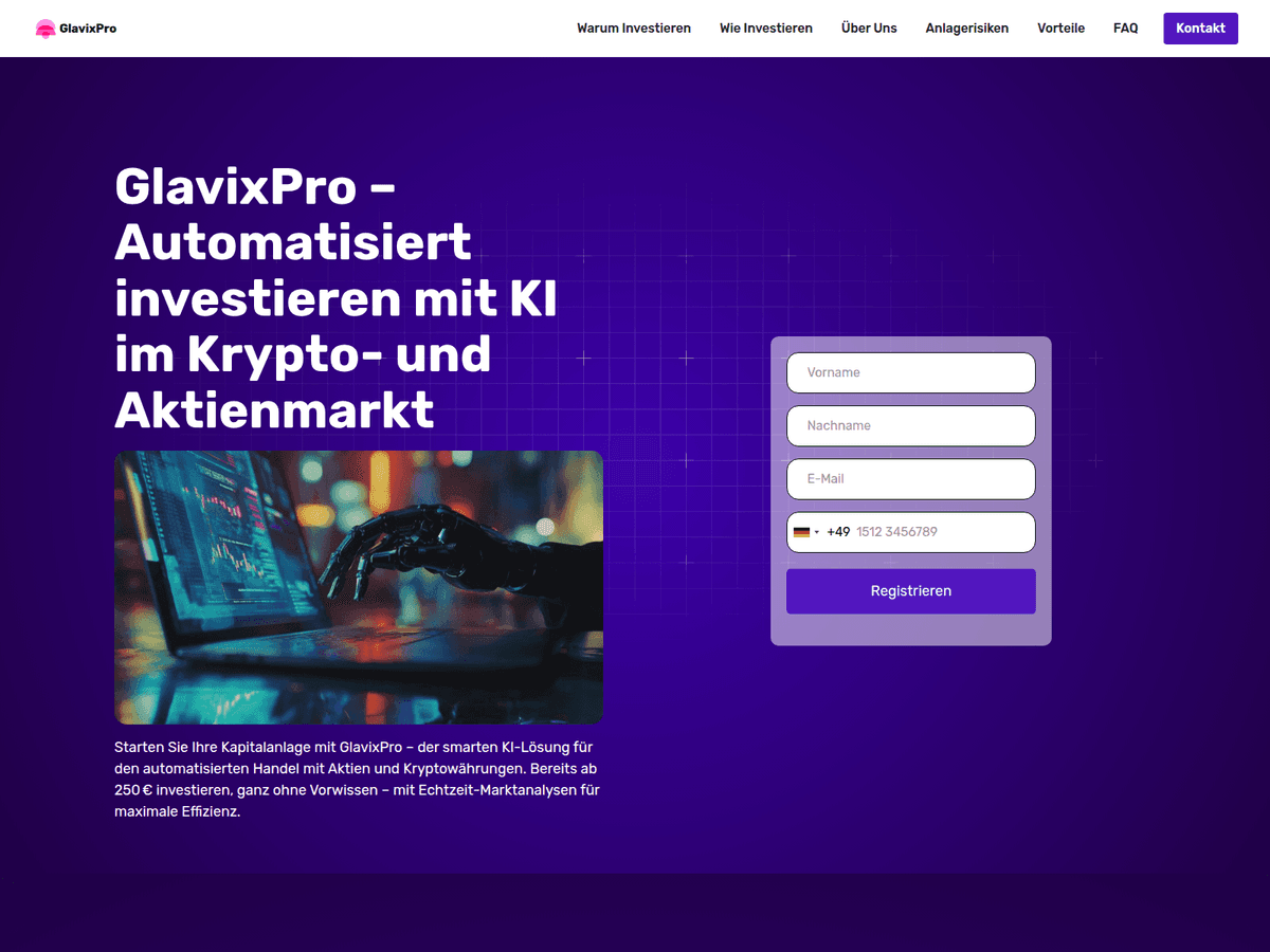 Screenshot der Webseite Glavixpro (glavixpro.vip)