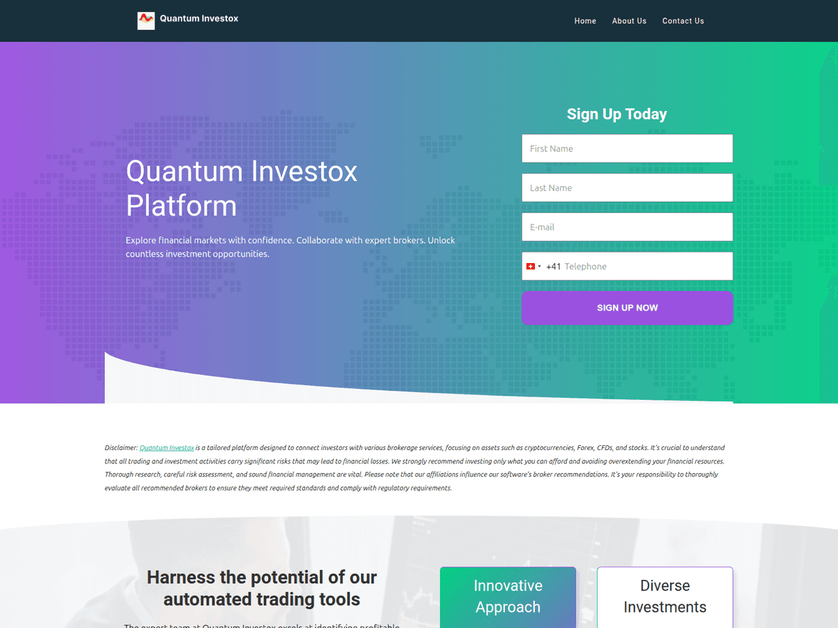 Screenshot der Webseite Quantuminvestox Gla (quantuminvestox-gla.com)