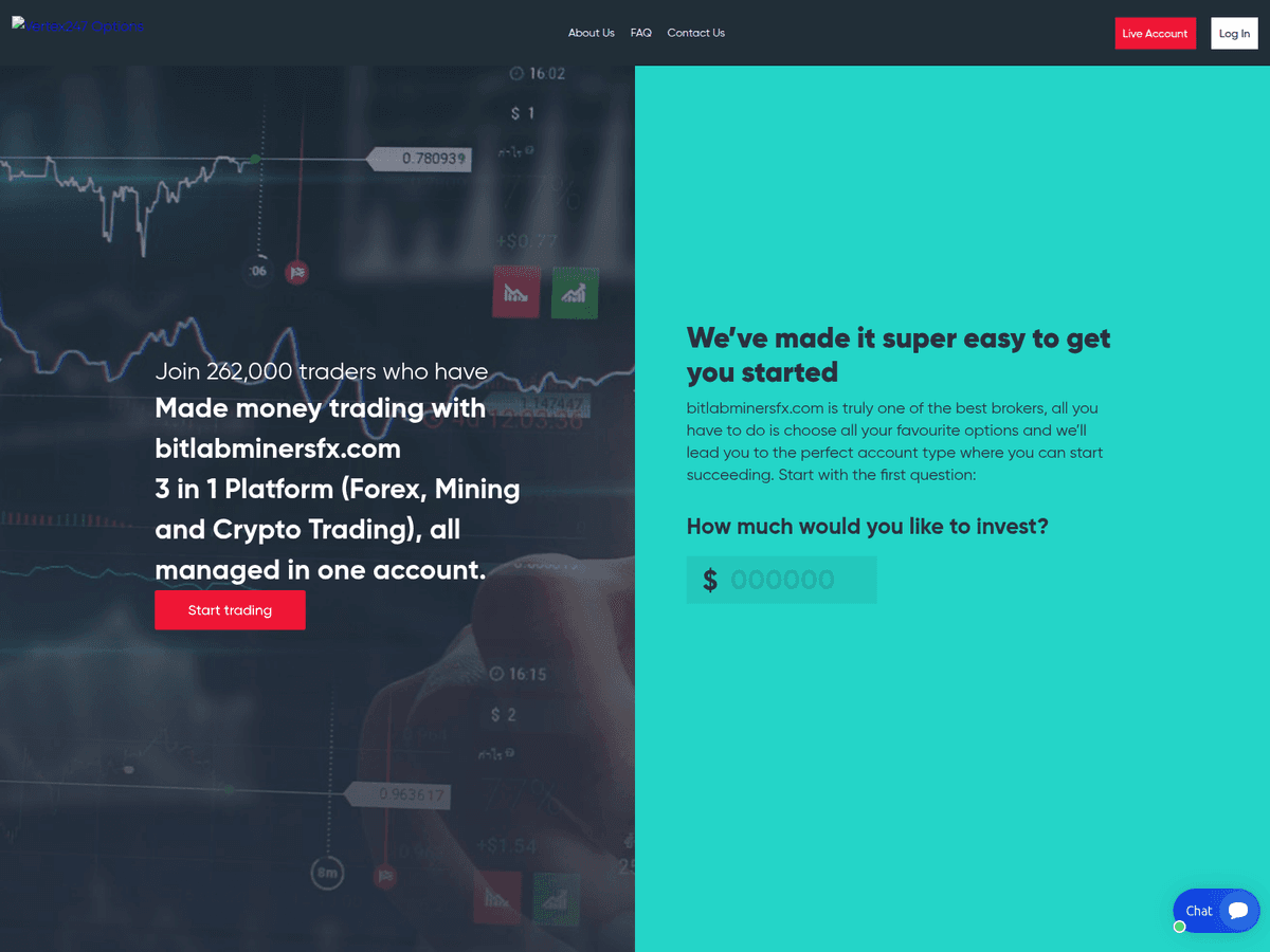 Screenshot der Webseite Bitlabminers (bitlabminers.online)