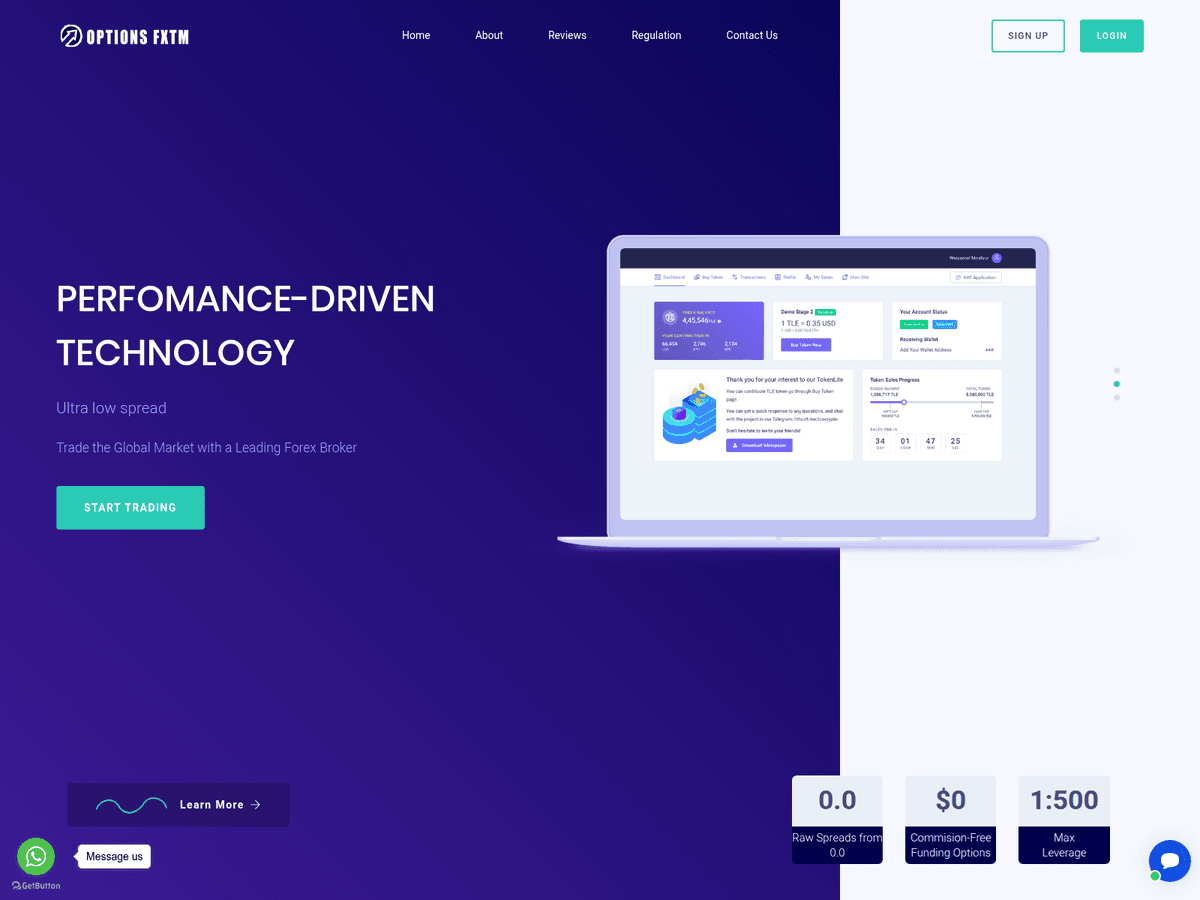 Screenshot der Webseite Optionfxtm (optionfxtm.com)