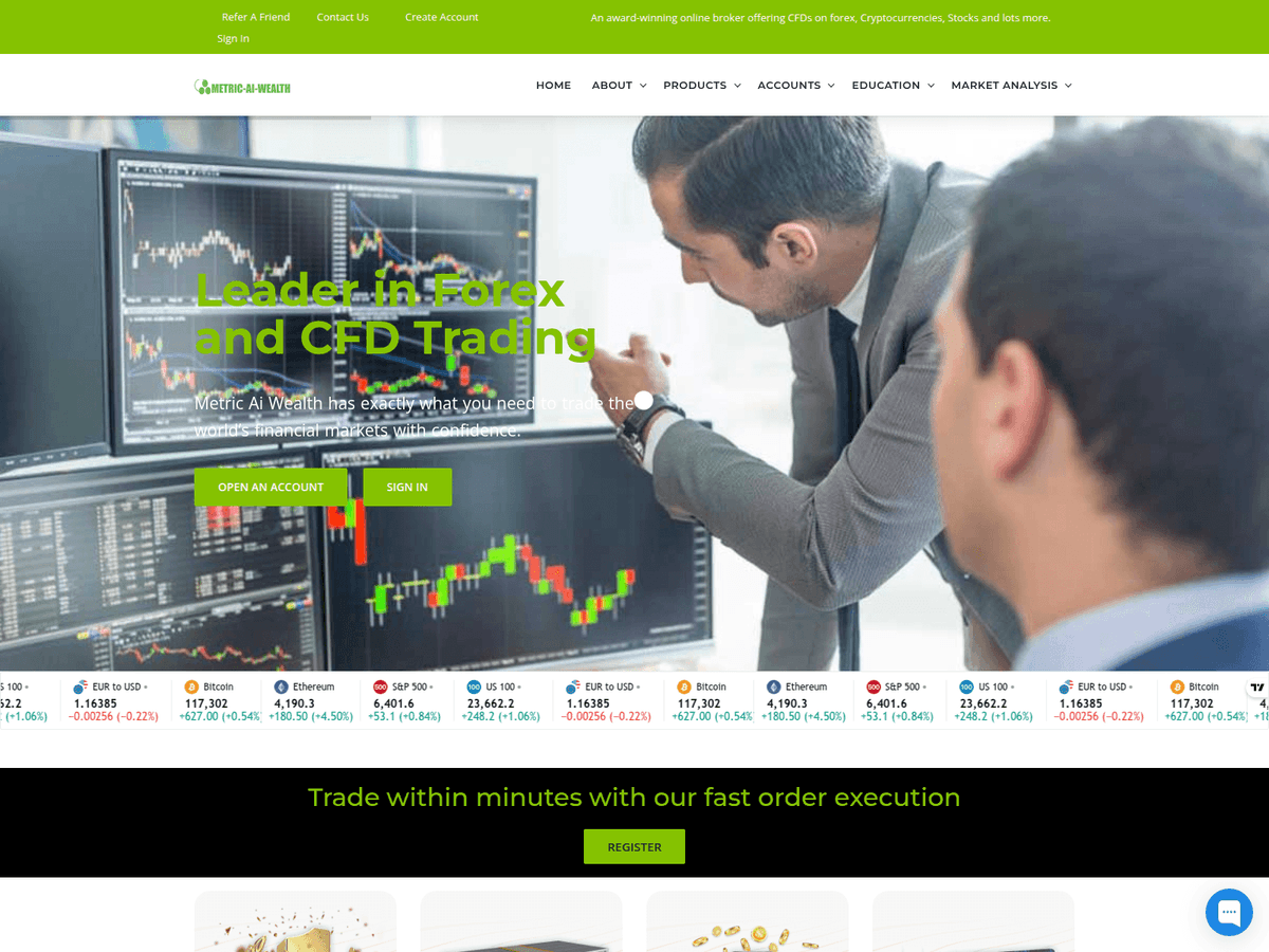 Screenshot der Webseite Prostartegies (metricaiwealth.live.prostartegies.live)