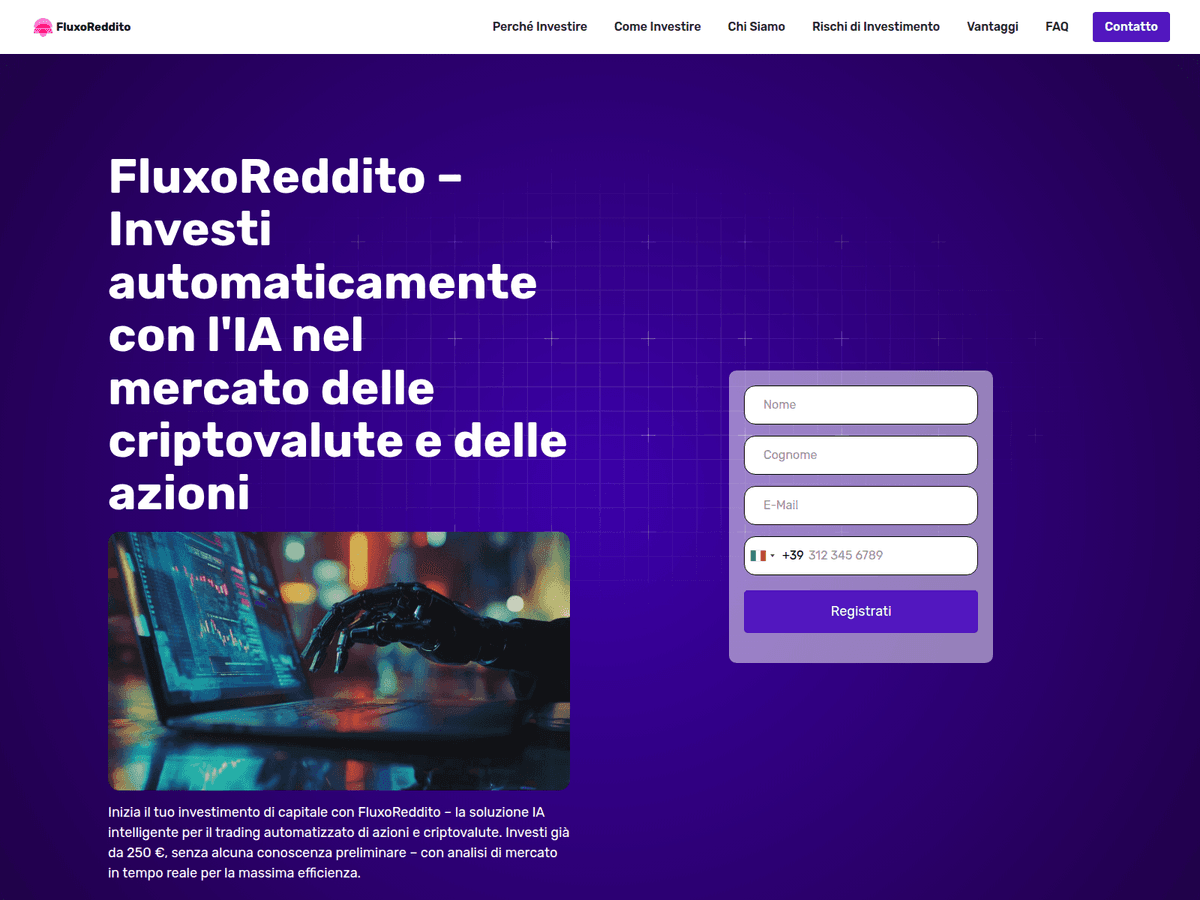 Screenshot der Webseite Fluxoreddito (fluxoreddito.net)