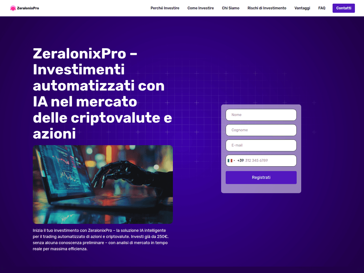 Screenshot der Webseite Zeralonixpro (zeralonixpro.net)