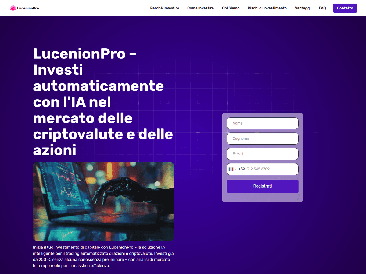 Screenshot der Webseite Lucenionpro (lucenionpro.net)