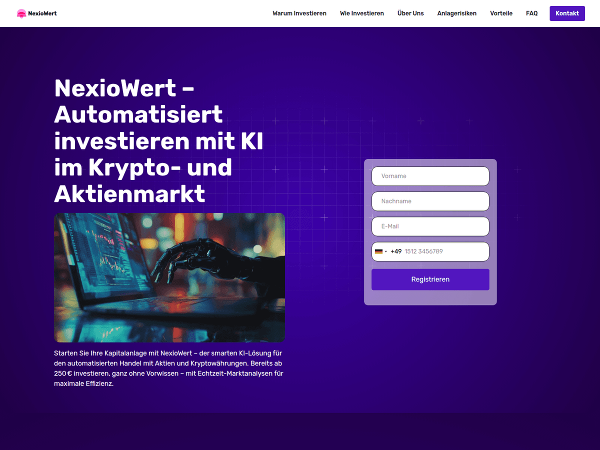 Screenshot der Webseite Nexiowert (nexiowert.online)