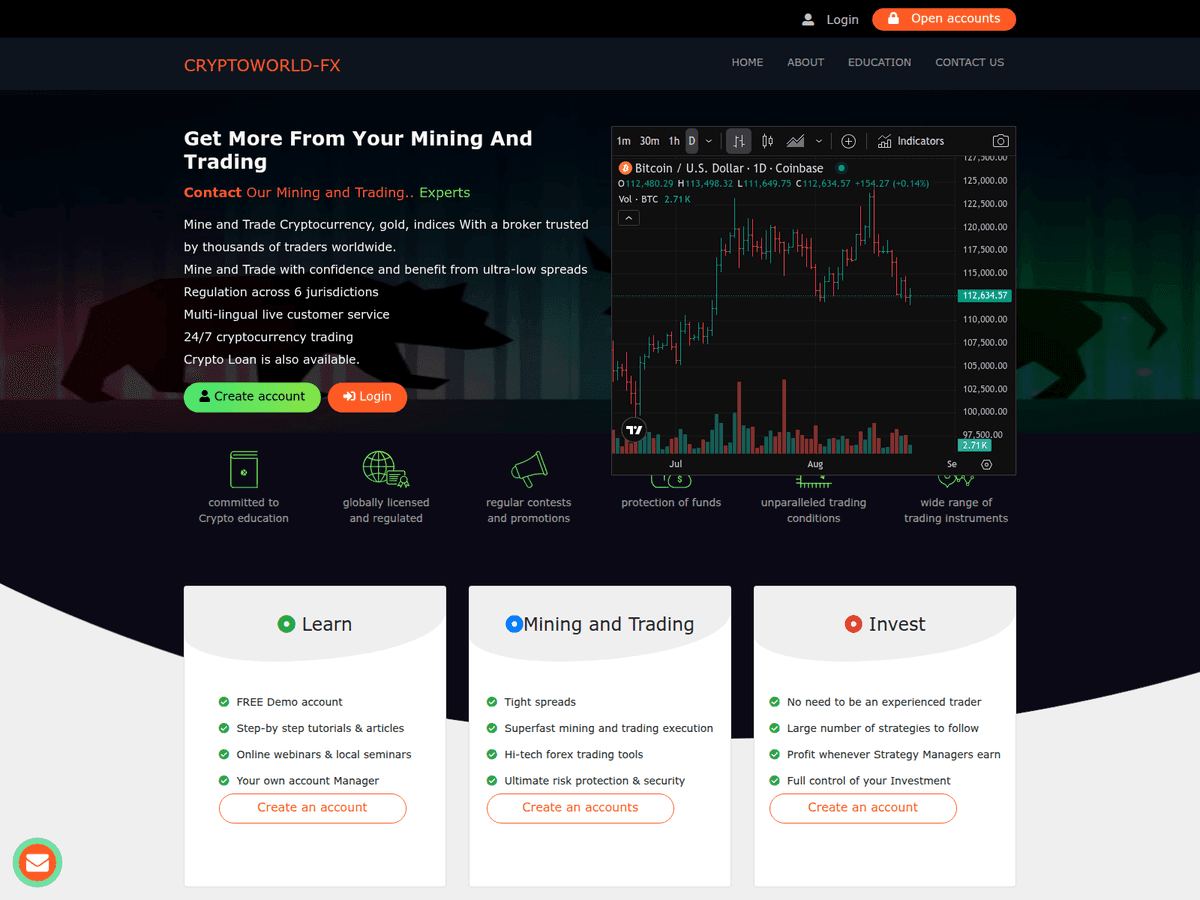 Screenshot der Webseite Kryptoworld Fx (kryptoworld-fx.com)