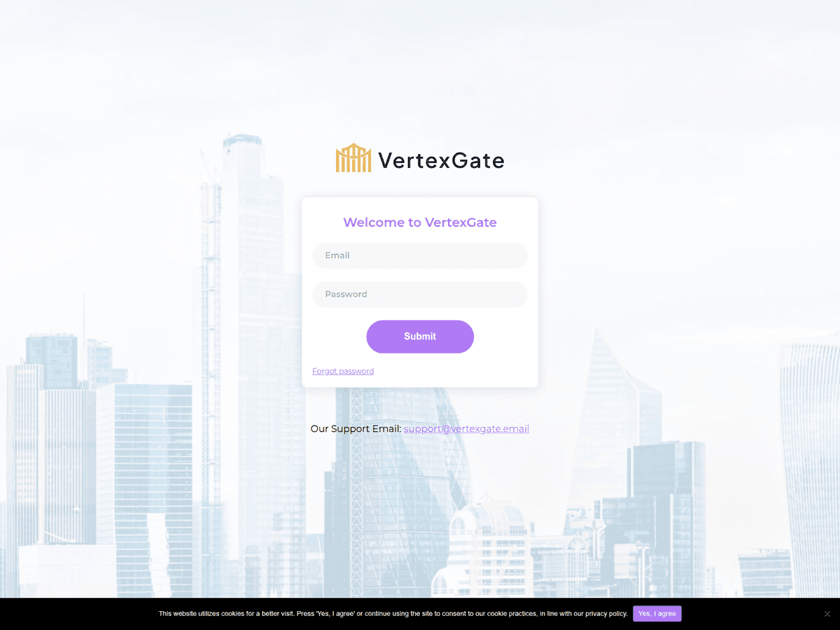 Screenshot der Webseite Vertexgate (vertexgate.net)