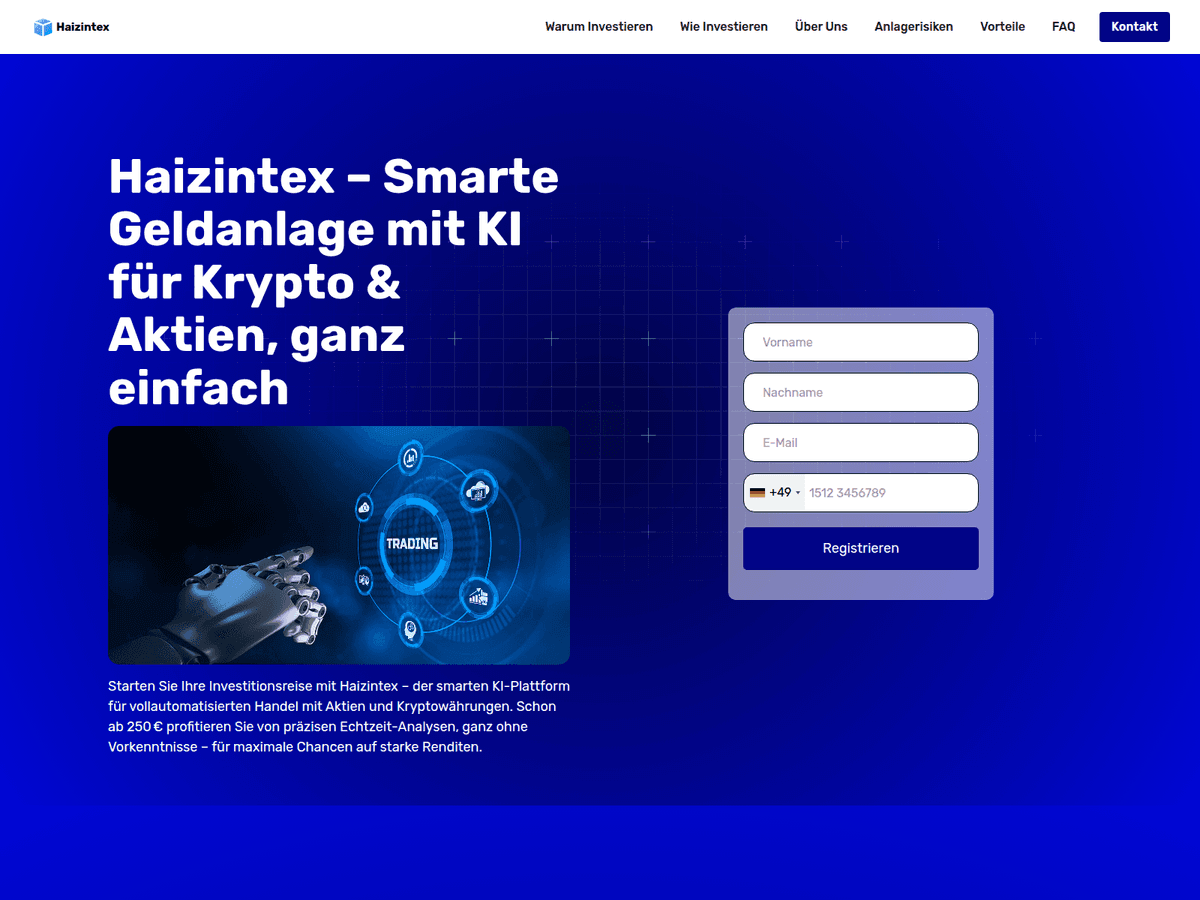 Screenshot der Webseite Haizintex De (haizintex-de.org)