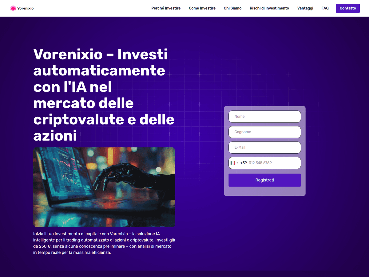 Screenshot der Webseite Vorenixio (vorenixio.net)