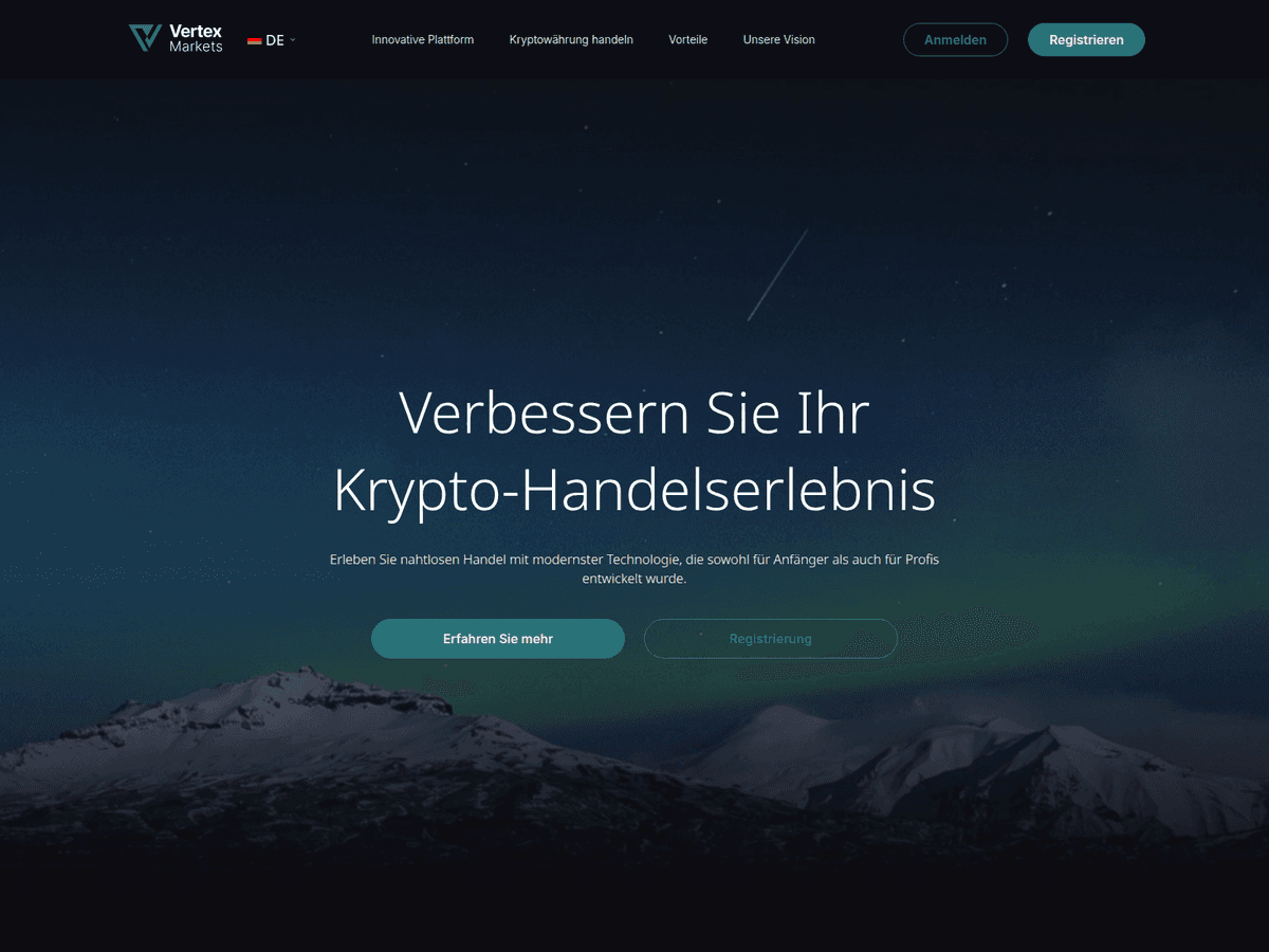 Screenshot der Webseite Vertexmarkets2 (vertexmarkets2.io)