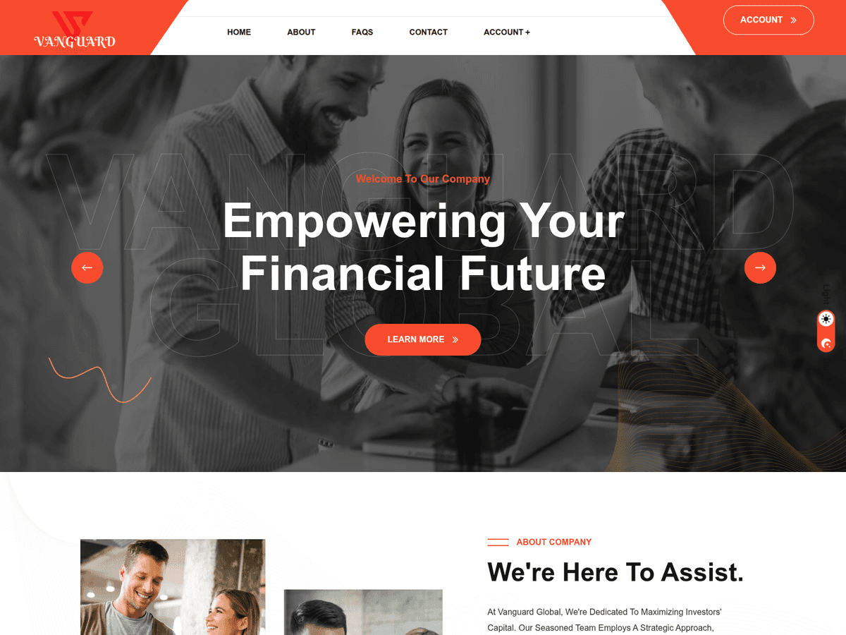 Screenshot der Webseite Vanguardglobal (vanguardglobal.cc)