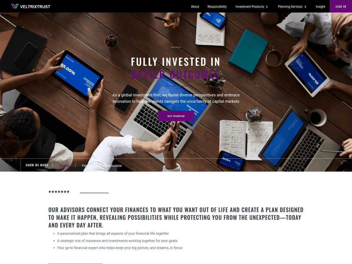 Screenshot der Webseite Veltrixtrust (veltrixtrust.com)