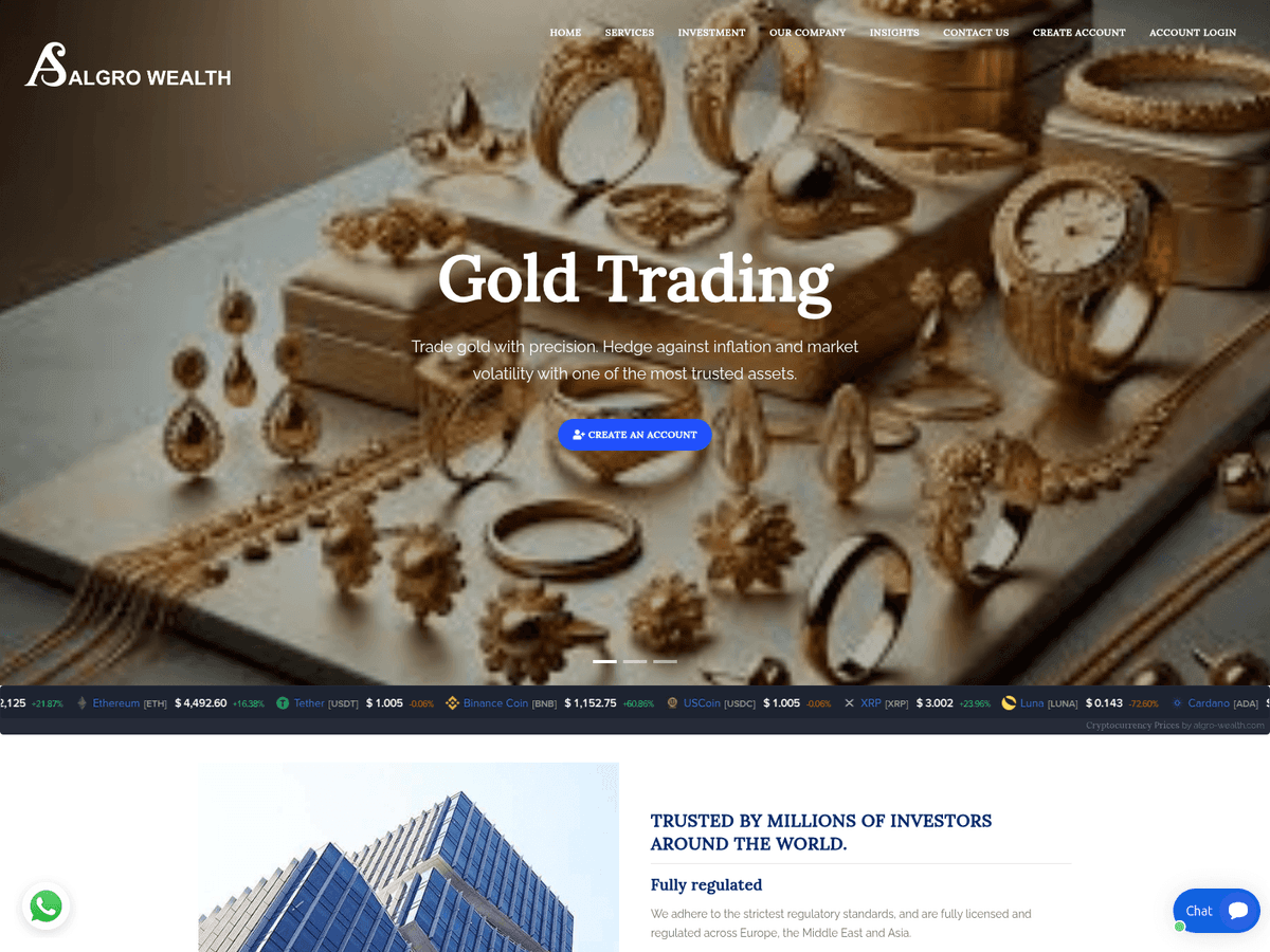 Screenshot von Algro Wealth